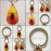 Other Arts And Crafts Creative Insect Amber Keychain Car Crystal Keyring Dhzew