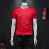 New printed men's summer tops short-sleeved t-shirts handsome and interesting patterns hot drill embroidery round neck trendy fashion bottoming shirts