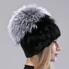 Berets Women Hats Winter Natural Fur Cap Hand Sewing Knitted Real Mink Hat Stylish Warm Fashion Female Genuine