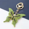 Butterfly Keychains автомобиль Ключ Кольца Держатель Женщины Мода Кристалл Горный Хрусталь Сумка Подвеска Подвески ОДВ Нарученные Украшения Подарочные Клейкие Цепи Сумки Аксессуары