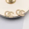 Multi kleuren oorbellen ketting luxe designer kettingen oorbel set voor vrouw orecchini dubbele letter kristal parel gouden ketting klaver mode-sieraden sets