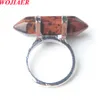 Natural Picasso Stone Hexagon Prism Rings Healing Reiki Chakra Beads Finger Ring Silver Color Wedding 2022 New Jewelry BZ912