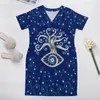 Plus Size Dresses Greek Evil Eye Art Casual Dress Women Amulet Tree Print Cute Summer V Neck Street Style 5XLPlus