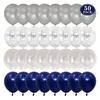 50pcs / set 12 "bleu marine et or confettis ballons blanc métallique anniversaire remise des diplômes fête décorer fournitures MJ0723