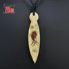 Pendentif Colliers Yak Bone Fangs Femmes Collier Vintage Jaune Sculpté À La Main Bijoux De Poisson RougePendant Sidn22