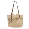 Kvällsväska hink för kvinnor 2022 Summer Trendy Weave Brand Beach Basket Topphandtag Handväskor Fashion Simple Shoulder S 0623