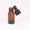 Großhandel bernsteinfarbene 10-ml-Glastropfflaschen für Dampf-Ejuice mit schwarzem Gummideckel. 10-ml-E-Liquid-Flasche