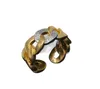 シンプルな手紙デザインのリング女性ローマギリシャの蛇行パターンダイヤモンドメデューサヘッドポートレート18KゴールドメッキメデューサメンズオープンリングデザイナージュエリーVRT002