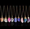 Party Favor Natural Crystal Quartz Healing Point Chakra Bead Gemstone Necklace Pendant C0823