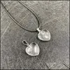 Konst och hantverk Natural Stone Irregar Heart Shape Pendant Halsband Lasser Kvarts Healing Crystal Rope Chain Collar For Wome Sports2010 DHWA0