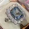 Anneaux de mariage Huitan à la mode femmes fête doigt brillant bleu clair cristal CZ pierre gracieuse bague de mariage de mariée bijoux en vrac Wynn22