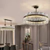 Овальный дизайн черный люстр для столовой роскошный кухонный остров современный хрустальный светильник домашний декор