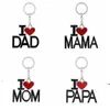 Engelska Letter Keychain Jag älskar Papa Mama Mamma Dad Metal Party Favor Key Ring Familj Nyckelringar för Farmors daggåva GCB15046