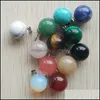 Charms 14 mm Round Round Assortid Mixed Natural Stone Charred Pendants Crystal Pendants for Collier Accessoires Bijoux Making Drop D Yydhhome DH8pz