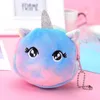 UPS Söt tecknad plysch ryggsäckar Unicorn Coin Purse Cat Päls Circle Wallet Girl Clutch Brodered Bag Key Earphone Organizer Bags Kids Gift