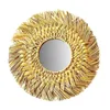 Mirrors Rattan Plaited Seaweed Art Makeup Mirror Nordic Style Wall Hanging Home Living Room Bedroom Decoration Pography PropMirrors