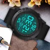 男性向けのデジタル時計導入スポーツウォッチガラスダイヤル50m防水シリコン腕時計モントレ