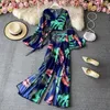 Damskie spodnie Damskie Spodnie Kobiety Letnia Moda Floral Print Outfit 2022 Flare Rękaw V-Neck Bandaż Krótki Top Rozlany Szeroki Noga 2 Zestaw