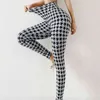 Yeni Dikişsiz Örme Houndstooth Yoga Pantolon Taytlar Kadın Spor Salonu Şeftali Hip Seksi Çalışma Spor Fitness Giyim J220706