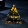 Croce d'oro Piramide di orgone Energia fai-da-te Base di ossidiana Orgonite magica Regalo Guarigione Meditazione Collezione di decorazioni per la casa fatta a mano