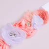 Belts Pink And White Flower Belt Cute Wedding Girl Kids Dress Girls Satin Rhinestone Maternity Bridal Sash