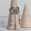 Küme halkaları doğal hetian jasper yarasa tay gümüş püskül açma yüzüğü retro tasarımcı zanaat ışık lüks cazibe kadın markası jewelryclu