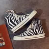 Canvas Zebra Pattern Style Womens Natual Shoes High Top Toph 220716