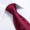 Bow Ties Mens Necktie Red Solid Silk Paisley Wedding Tie For Men DiBanGu Designer Handkerchief Cufflink Set Fashion Business SJT-7189 Fier22