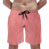 Men's Shorts Black White Striped Board Abstract Geometric Print Beach Men's Drawstring Pattern Swim Trunks Plus SizeMen's