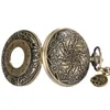 Bronze geschnitzte römische Zahlenabdeckung Taschenuhr Herren Damen Quarz Analoguhr Halskette Anhänger Kette Sammlerstück