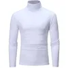 Mens Solid Color Turtleneck T Shirts Male Slim Fit Long Sleeve T Shirts Black White Men Tshirt Tops M3XL 220813