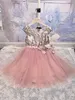 Style personnalisé enfants filles robe de mariée bébé fille paillettes fleurs robes mode vêtements pour enfants de haute qualité h