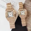 Mężczyźni/Women Out Out Bling for Diamonds Mężczyźni kobiety Square Roman Digian Designer kwarcowy zespół ze stali nierdzewnej Business Wristwatch Mężczyzna Kobieta unisex prezent l gthm