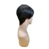 짧은 스트레이트 밥 픽시 흑인 여성 브라질 전체 기계 제작 인간 머리 가발을위한 앞머리가없는 비 레이스 전면 가발