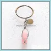 Arts and Crafts Wrap Reiki leczenie naturalny kształt Kamienne breloki czakra ametyst różowy kryształ róra pierścienie ke sport010 dhtjr