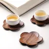 Tappetini tappetini in legno in noce bocche di placemat decorazione petalo resistente al calore drink tappetino fiore tavolo da casa tazza di tè tazza di caffè cf-273