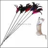 Cat Toys Leveringen Pet Home Garden LL Bell Veren Soft Colorf Rod speelgoed voor katten Kitten Grappig spelen Interac Dhawl