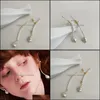 Dangle Chandelier Earrings Jewelry Tiny Faux Pearl Decor Long Drop For Women Party Irregar Flat Fresh Dhgvn