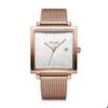 2022 Julius Nya rostfritt stål Mesh Band Women's Business Watch Square Stylish Quartz Wristwatch 30m vattentäta klockor