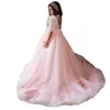 Vestidos de menina Apliques de renda A-line Tulle Princess Flower Girl Dress for Wedding V Neck Kids Children GOWN DressionSgirl's