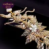 Lega cava d'oro Foglia Diamante Tiara nuziale Barocco Bellissimi copricapo Sposa Gioielli da donna Corone Accessori per la corona nuziale della sposa Corona del palazzo retrò europea