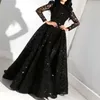 Vintage svart långa ärmar paljetter aftonklänningar 2022 blingbling paljetterade sjöjungfru hög hals svart tjej prom reflekterande festklänningar