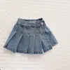 2-7t jeans rok shorts voor meisjes peuter kid babykleding zomer denim geplooid elegante schattige zoete broek 220326