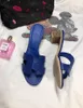Yeni Oram Kadın Tıknaz Topuk Sandalet Terlik Lüks Tasarımcı Deri Yaz Klasik Moda Plaj Jelly H Slippers 35-41