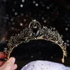 Haarspangen Haarspangen Barock Retro Schwarz Luxus Braut Kristall Tiaras Kronen Prinzessin Königin Festzug Abschlussball Strass Schleier Tiara Hochzeit Acc