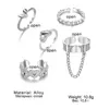 Vintage argent couleur métal bague ensemble pour amoureux chaîne coeur amour Couple anneaux mode femmes bijoux amoureux cadeaux