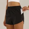 Dames lu tracker korte yogashorts broekzak sneldrogend speed-up gymkleding sportoutfit ademend fitness hoge elastische taille319n