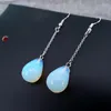 Boucles d'oreilles pendantes lustre pierre naturelle longue goutte forme étoile soleil lune alliage opale hommes et femmes fête Banquet vêtements assortis