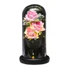Dekoracyjne kwiaty wieńce przezroczyste okładkę Faux Silk Rose Flower LED światło LED do WeddingDecorative Wreathsdecorative