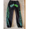 2024 Green Jogging Pants Men Women Flame Printing Pants Joggers Web Grafik Fluorescerande byxor T220721